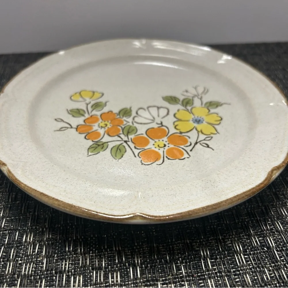 Hearthside Stoneware 2 Salad Plates Spring Garden Baroque Vintage 1970 7.5”